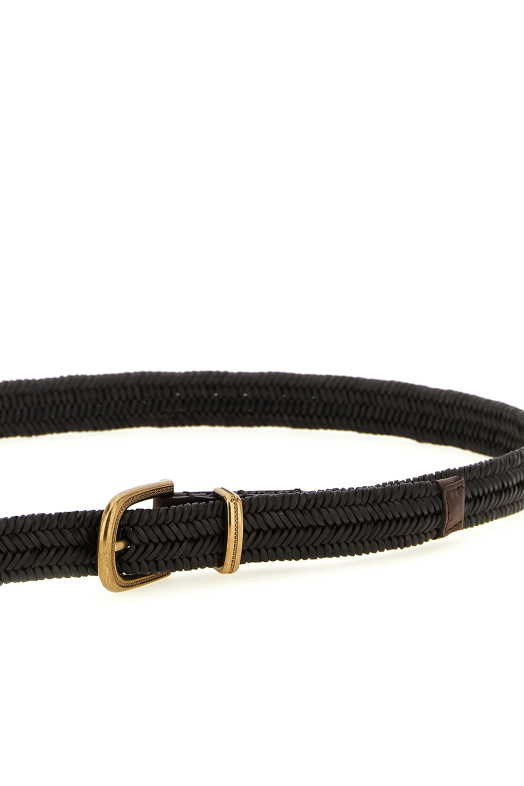 Stretch leather belt Brown