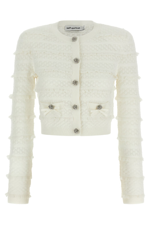 'Pointelle Diamante' cardigan White
