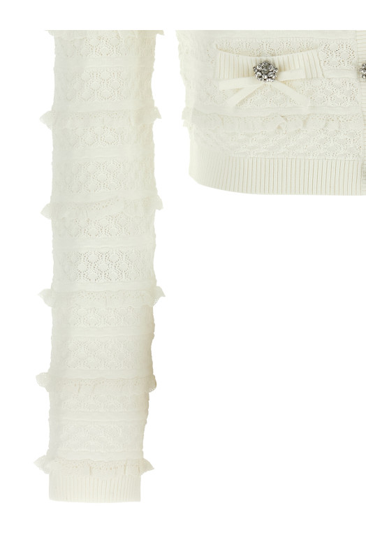 'Pointelle Diamante' cardigan White