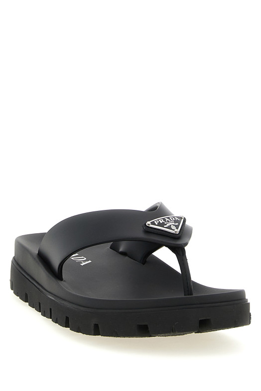 Triangle logo sandals Black