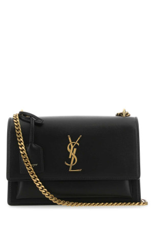 Black leather medium Sunset shoulder bag Black SAINT LAURENT (442906D420W)