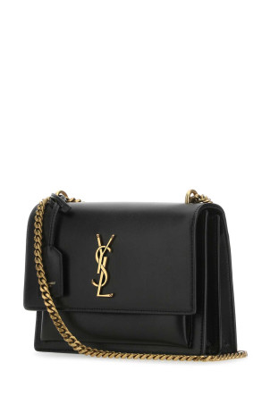 Black leather medium Sunset shoulder bag Black SAINT LAURENT (442906D420W)