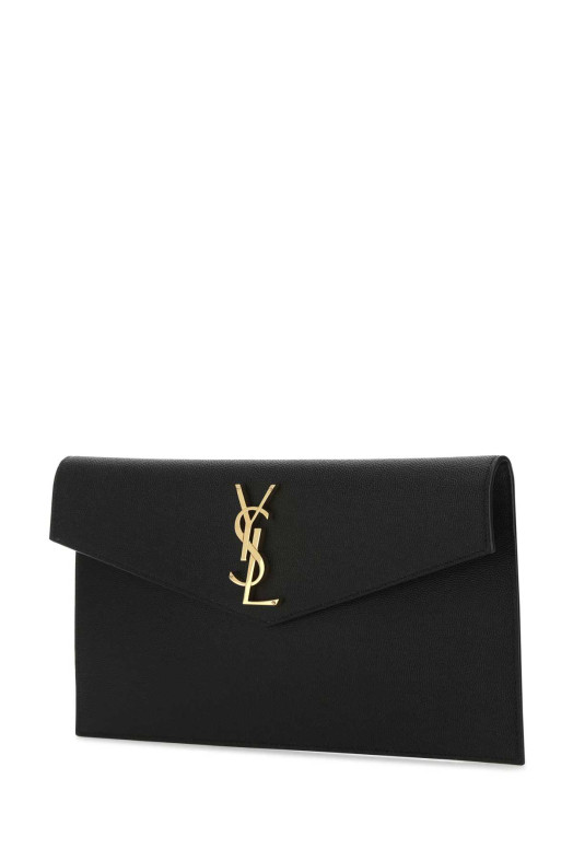 Black leather Uptown clutch Black SAINT LAURENT (5657391GF0J)