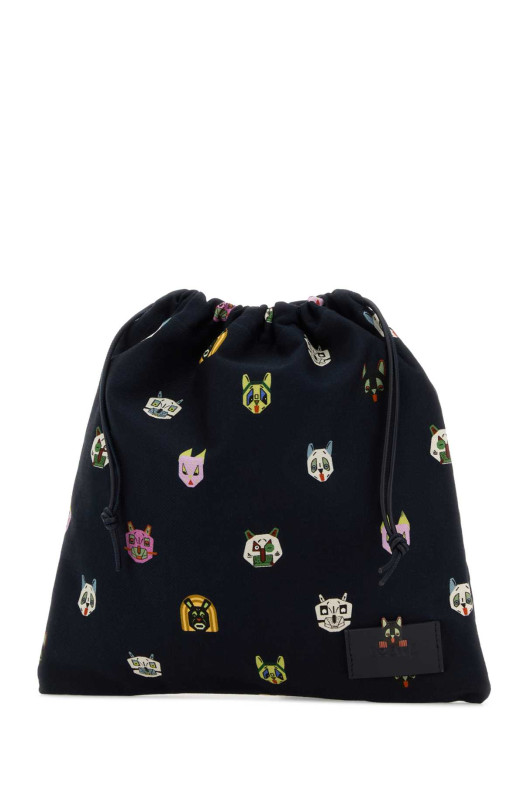 Printed canvas small Cats clutch Blue LOEWE (C643057X03)