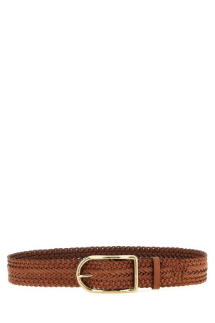 Braided leather belt Brown