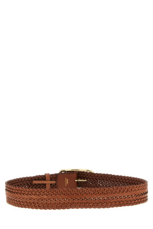 Braided leather belt Brown
