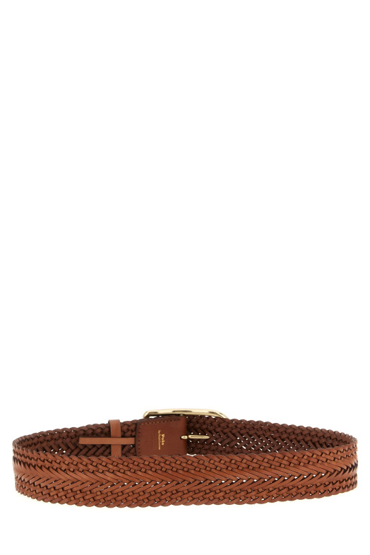 Braided leather belt Brown