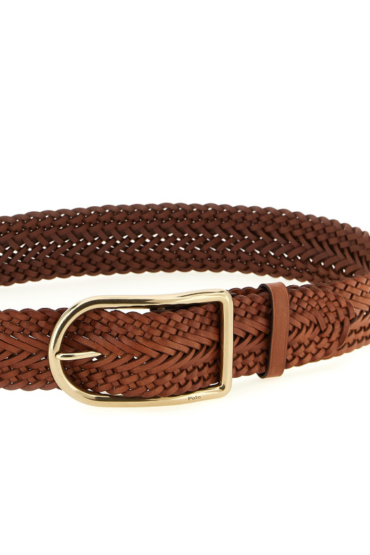 Braided leather belt Brown