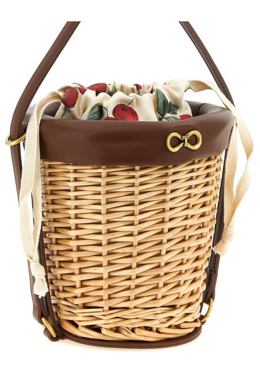 Wicker bucket Beige