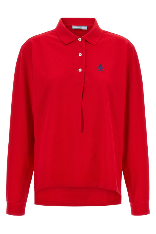 Logo embroidery polo shirt Red