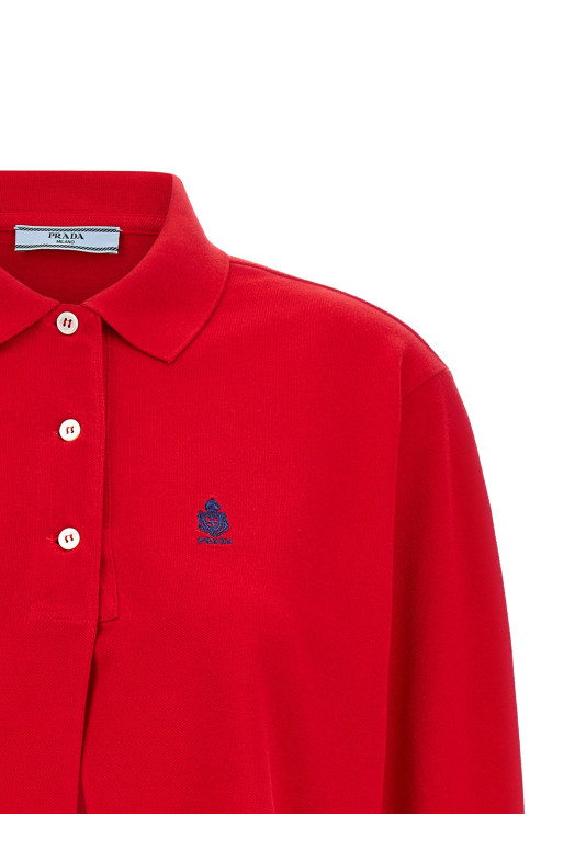 Logo embroidery polo shirt Red