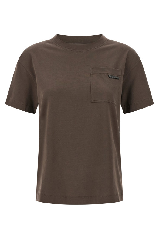'Shiny Tab' T-shirt Brown