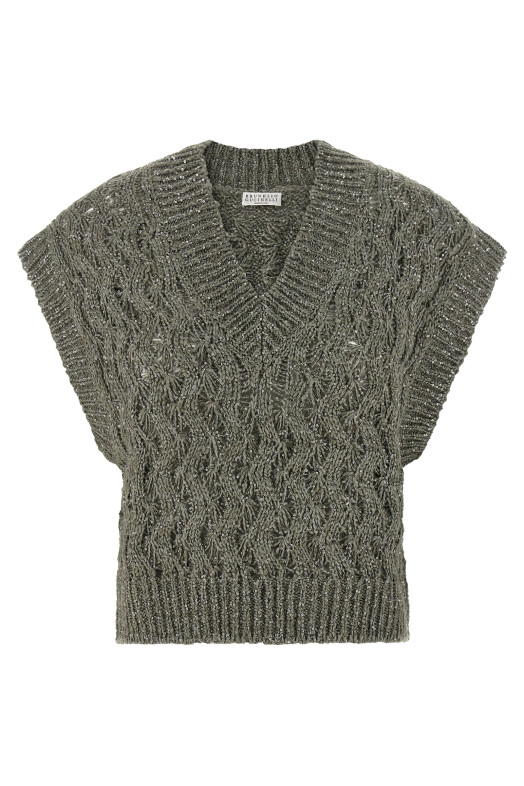 'Dazzling Cable' vest Green