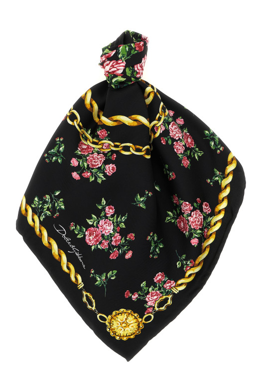 'Mazzolini di Rose' scarf Black