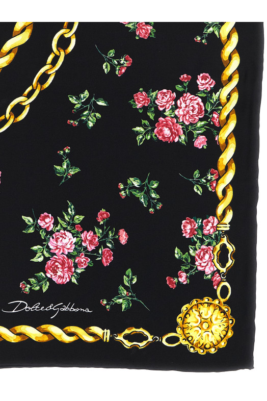 'Mazzolini di Rose' scarf Black