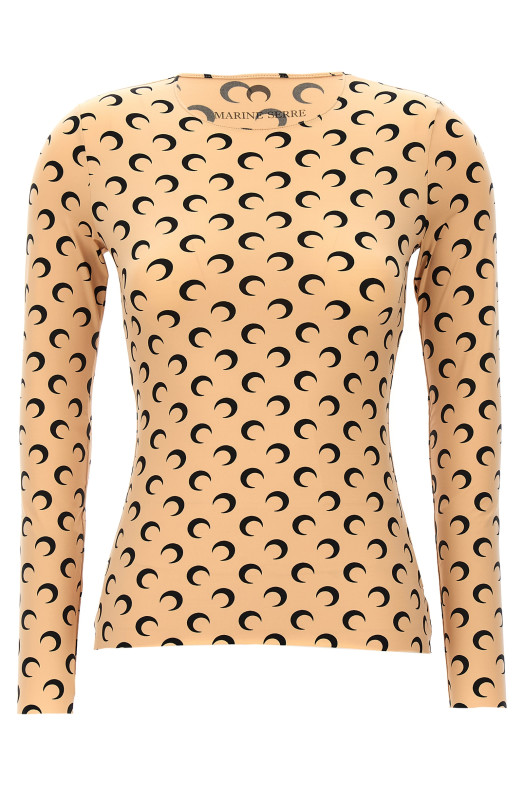 'Moon Printed Jersey' top  Beige