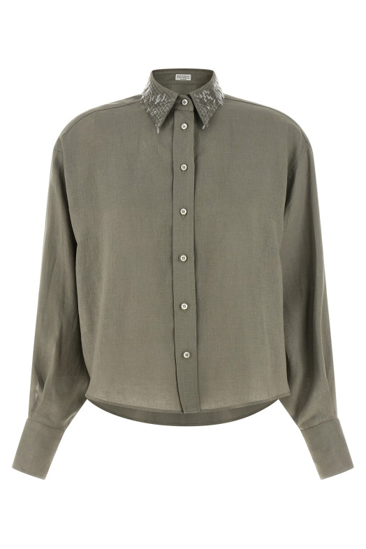 Sequin collar shirt Green