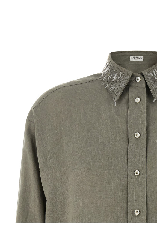 Sequin collar shirt Green