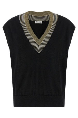 'Sparkling Neckline' vest Black