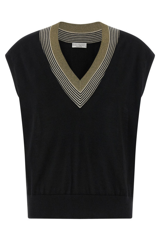 'Sparkling Neckline' vest Black