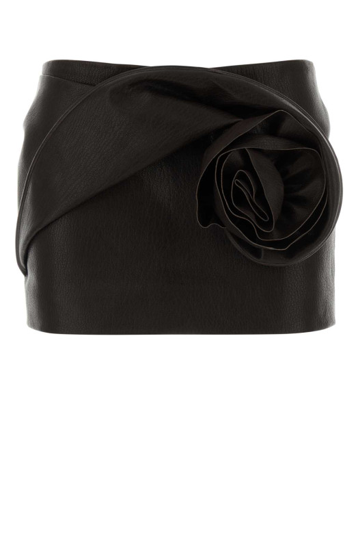 Dark brown leather mini skirt Brown MAGDA BUTRYM (134426)