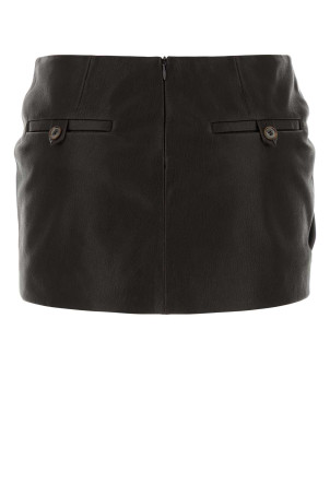 Dark brown leather mini skirt Brown MAGDA BUTRYM (134426)