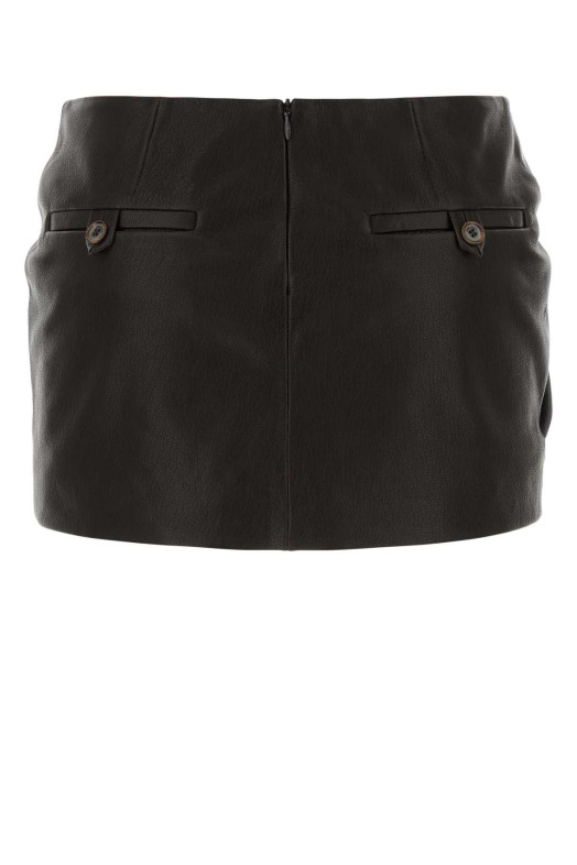 Dark brown leather mini skirt Brown MAGDA BUTRYM (134426)