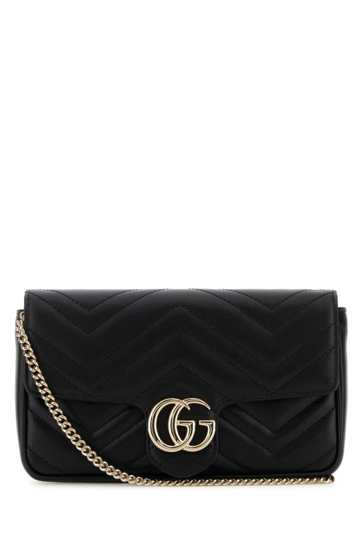 Black leather small GG Marmont shoulder bag GUCCI (751526AAFPP)