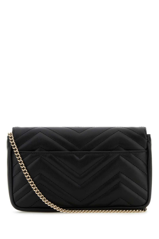 Black leather small GG Marmont shoulder bag GUCCI (751526AAFPP)