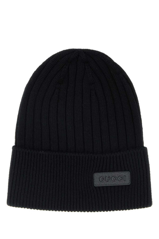 Black wool beanie hat Black GUCCI (8113444G200)