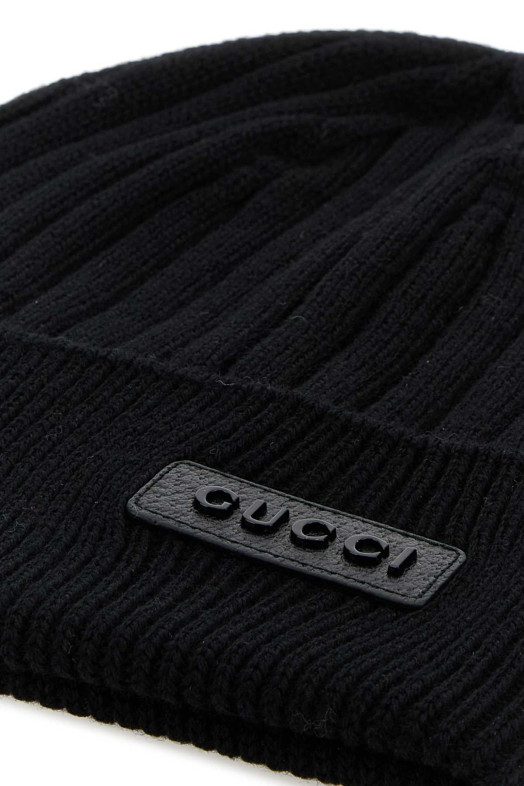 Black wool beanie hat Black GUCCI (8113444G200)
