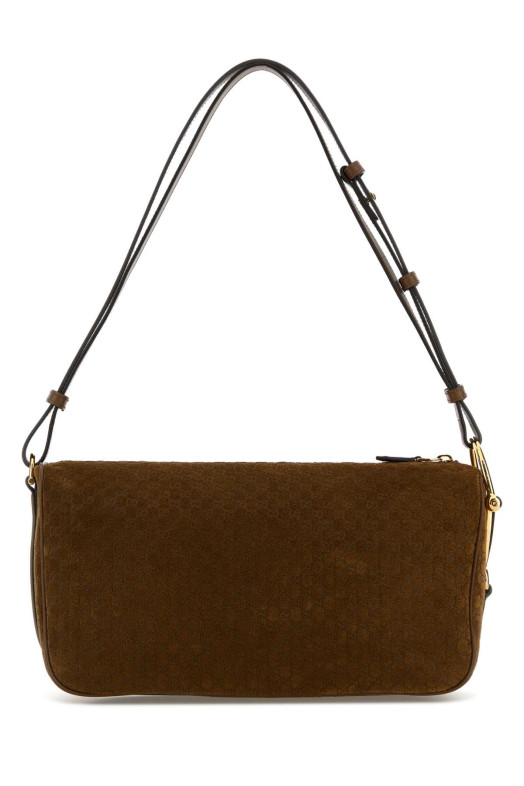 Caramel suede medium Gucci Half Horsebit shoulder bag GUCCI (860787AAEE7)