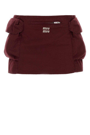 Burgundy cotton mini skirt MIU MIU (MG2610SOOO19CV)
