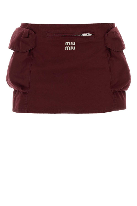 Burgundy cotton mini skirt MIU MIU (MG2610SOOO19CV)