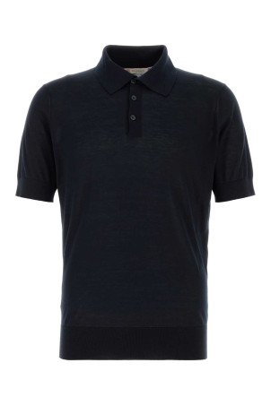 Midnight blue silk blend polo shir BRUNELLO CUCINELLI (MNB805405)