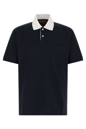 Contrast collar polo shirt Blue
