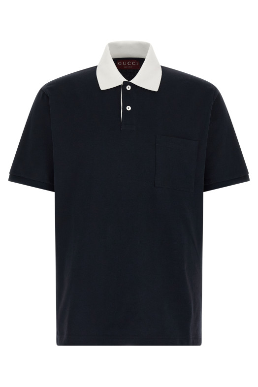 Contrast collar polo shirt Blue