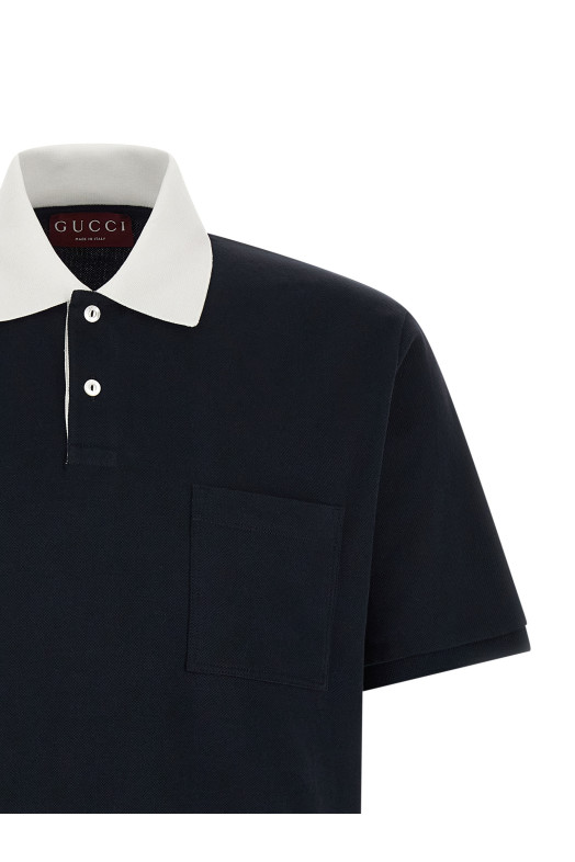 Contrast collar polo shirt Blue