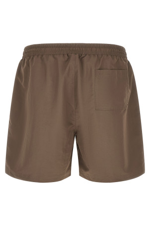 Logo embroidery swimsuit Brown