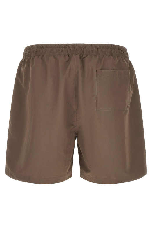 Logo embroidery swimsuit Brown