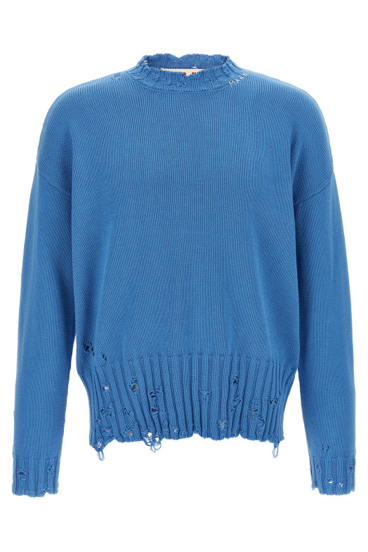 Logo embroidery sweater Blue