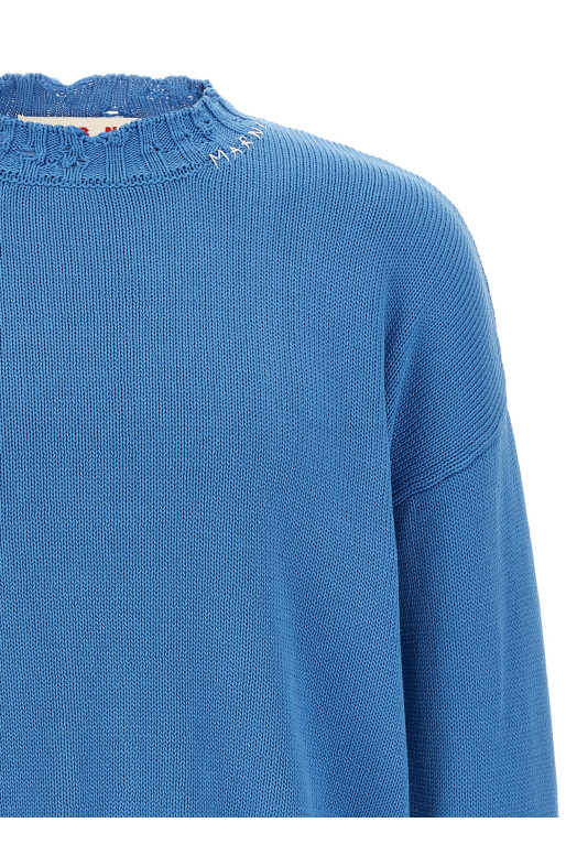 Logo embroidery sweater Blue