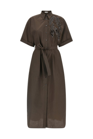 'Dazzling Seabed Embroidery' dress Brown
