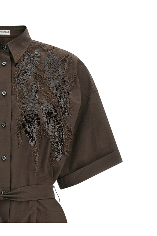 'Dazzling Seabed Embroidery' dress Brown