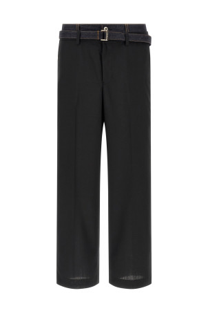 Denim insert pants Black