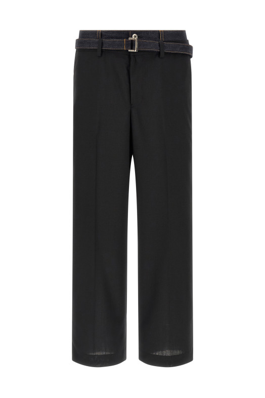 Denim insert pants Black