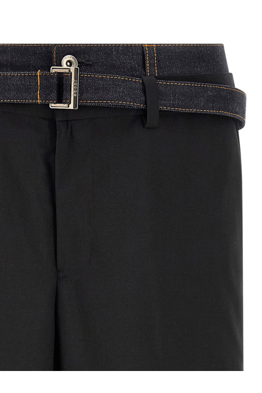 Denim insert pants Black