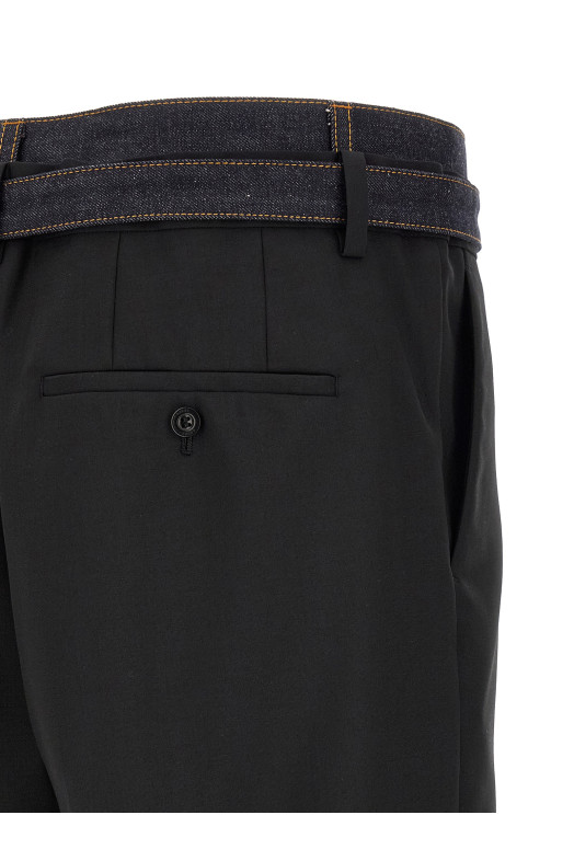 Denim insert pants Black