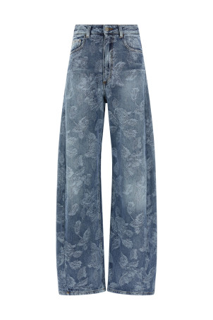 Jacquard flower jeans Blue