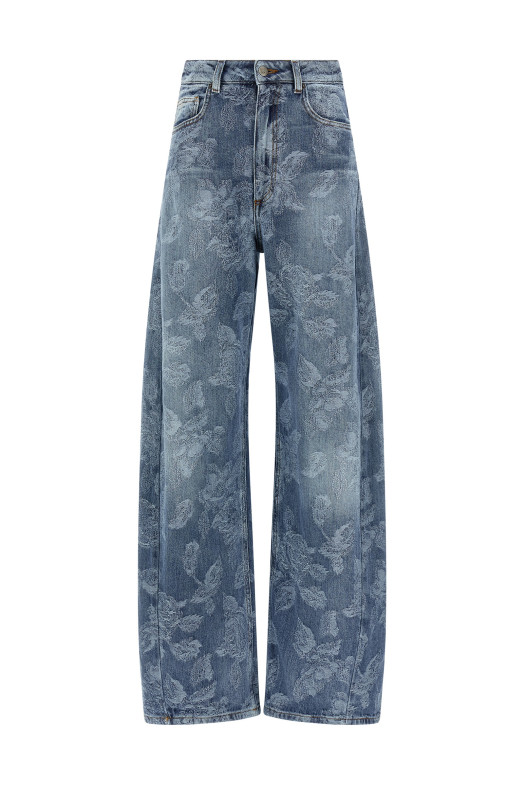 Jacquard flower jeans Blue